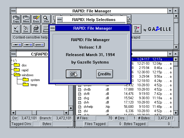 Rapid File Manager 1.0 - About